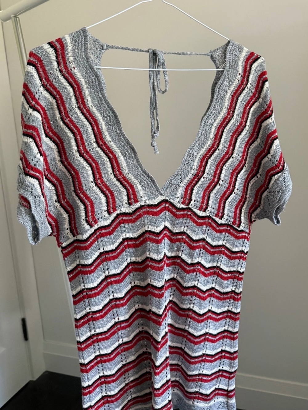 y2k Seductions striped shimmer babydoll shortsleeved knit